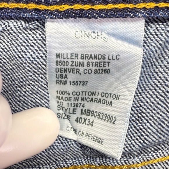 Cinch Men Black Label MB90633002 Denim Jeans Size 40x34 Straight Leg Cotton - Picture 6 of 10